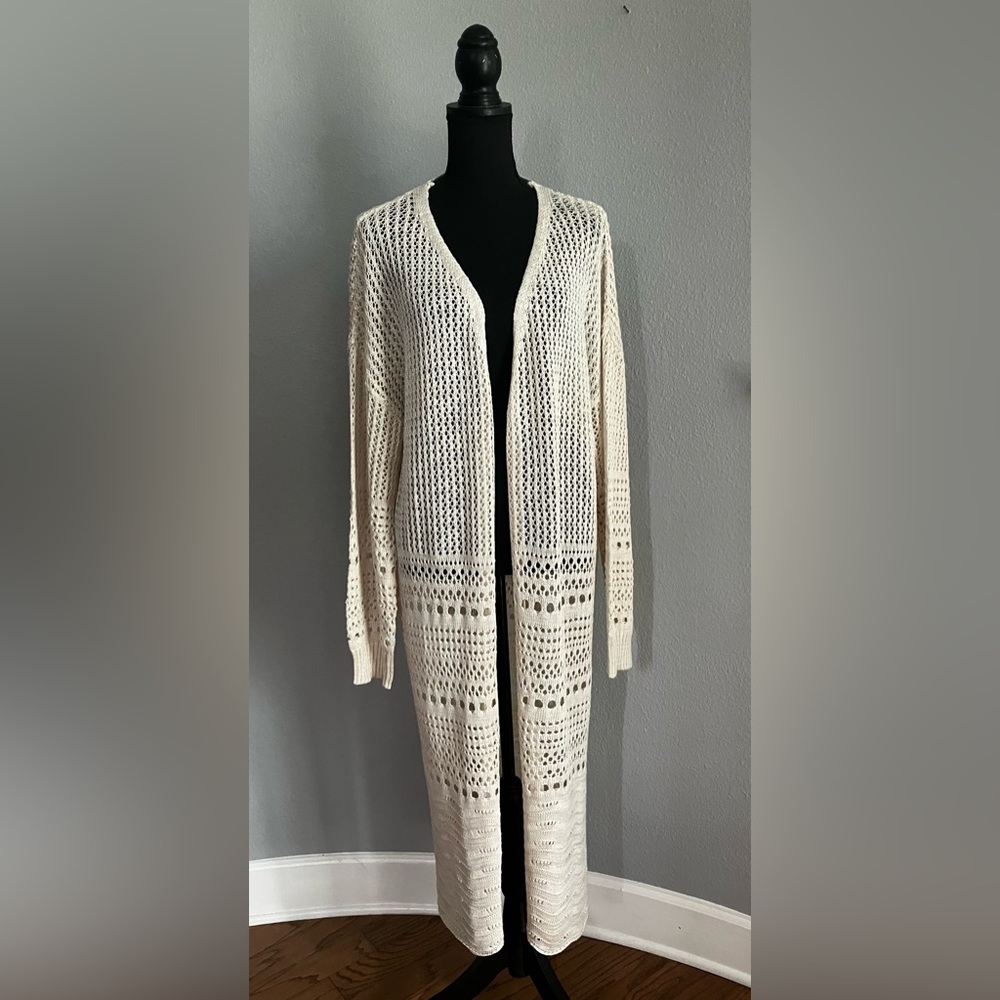 Moral Fiber Cream Open-Knit Cardigan